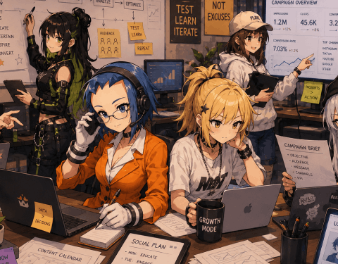 A busy marketing team at work